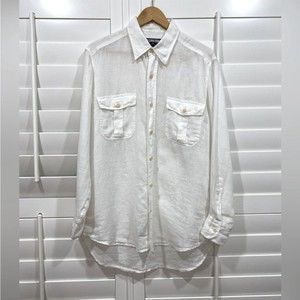 Vilebrequin Men’s White 100% Linen Shirt. Large